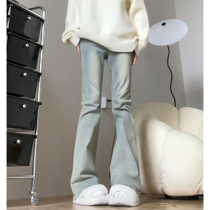 复古喇叭牛仔裤女春秋新款美式马蹄怀旧高腰小个子春秋微喇裤子潮