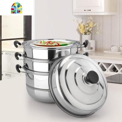 家用蒸锅不锈钢蒸锅3三层2二层带蒸笼家用汤锅蒸煮多用锅多灶通用 FENGHOU 32cm[二层加厚]