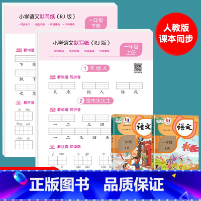 1年级[上册+下册]语文同步字帖 [正版]小学语文默写纸一年级二三年级上下册看拼音写词语生字注音练习册语文字帖练字帖每日