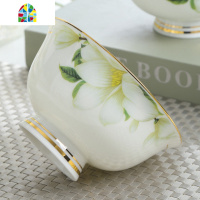 景德镇陶瓷餐具十个4.5寸米饭碗家用吃饭高脚防烫碗盘碟套装 FENGHOU 描金清雅[4.5英寸10个]