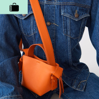 小众原创设计自制包包女2020新款潮时尚单肩简约蝴蝶结橙色水桶包NEW LAKE女斜挎包