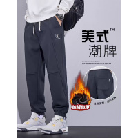 男士运动裤秋冬款新款秋季青少年休闲裤子男束脚加绒加厚卫裤