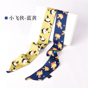美帮汇真丝桑蚕丝巾雅斑猫百搭领巾细窄巾小长条文艺秋装饰小飘腰带
