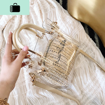 夏季上新透明水桶小包包女包2020新款潮百搭斜挎包时尚果冻手提包NEW LAKE女斜挎包