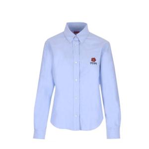 高田贤三(Kenzo)女士棉质徽标刺绣修身长袖衬衫休闲百搭基础款单
