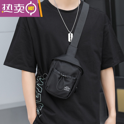 NEWLAKE斜挎包男潮牌斜肩包男生包包单肩小胸包运动ins小背包个性挎包黑色2053