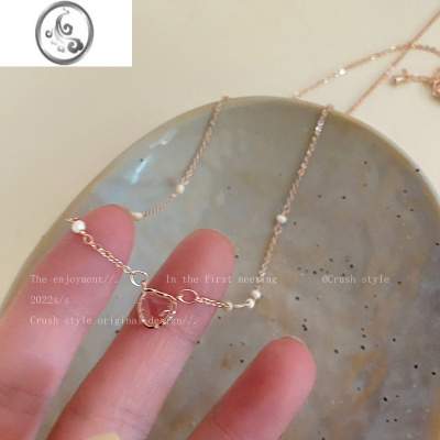 JiMi镂空爱心珍珠项链女夏轻奢ins小众设计感高级配饰网红气质锁骨链