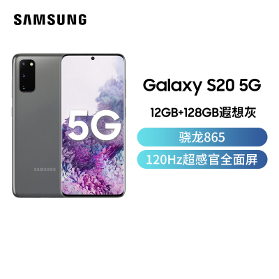 三星 Galaxy S20(SM-G9810)5G版 遐想灰 12GB+128GB 骁龙865 游戏手机 拍照手机 5G 高通骁龙8656.2英寸大屏30倍超视觉变焦