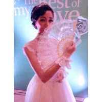 lolita欧式复古黑色蕾丝扇子舞蹈旗袍走秀舞台表演扇蕾丝扇子 三维工匠 烫金粉色