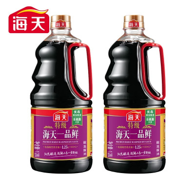 海天特级一品鲜1.28L*2瓶优选黄豆酿造酱油上色提鲜凉拌炒菜
