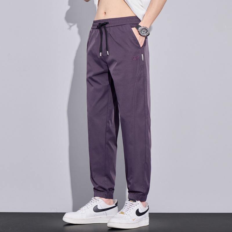 冰丝休闲裤男生束脚裤松紧腰束脚裤时尚夏季薄款男裤