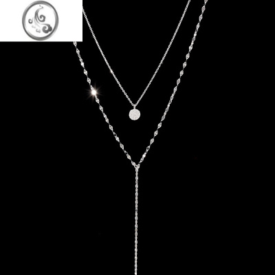 JiMi高级感长款Y型流苏闪钻项链女小众轻奢双层性感锁骨链精致颈链潮