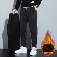 冬季裤子男百搭帅气潮流男裤内里加绒品质舒适束脚休闲九分裤男款