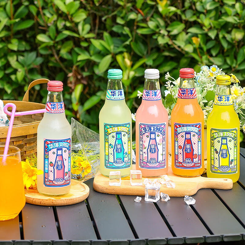 华洋1982汽水 玻璃瓶碳酸饮料白桃樱花味358ml*20瓶