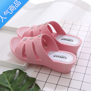 SUNTEK厚底坡跟凉拖鞋女士夏季外穿居家用高跟增高防滑百搭沙滩拖鞋女款