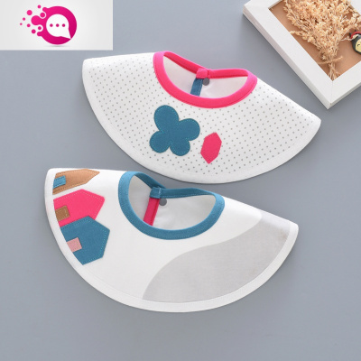 敬平婴儿口水巾棉厚新生儿360度可旋转防吐奶围兜婴儿防水围嘴白色奇趣小屋（防水）均码（内径9cm）