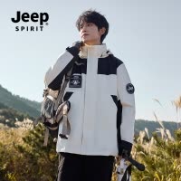JEEP美式男士冲锋衣外套2025新款三合一夹克冬季加厚加绒棉服