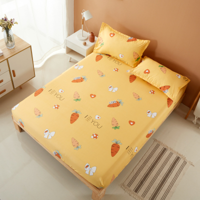 艾玛诺欧家纺亲肤床笠单件保护套床垫防滑套单双人床单床笠爱心萝卜-LG1.5*2.0m（-适合1.5米床）