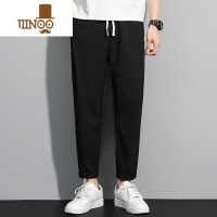 YANXU休闲西裤男士夏季薄款2023新款冰丝垂感宽松直筒九分裤子男款