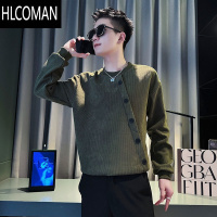 HLCOMAN男士潮牌排扣卫衣ins潮流条纹T恤长袖体恤2024新款套头外套