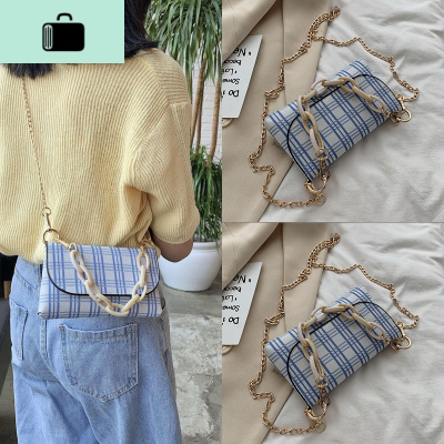 夏天夏季帆布小包包女2020新款潮白色学生百搭斜挎链条格子腋下包NEW LAKE女士单肩包