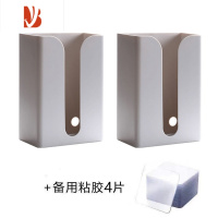 三维工匠壁挂式厨房纸挂架橱柜纸巾卫生间免打孔粘贴抽纸收纳盒多简约 灰色(两个装)+4片泡沫粘胶
