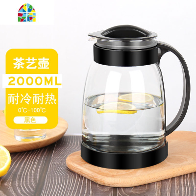 可高温家用冷水壶耐热茶壶凉水壶直烧水壶大容量泡茶壶果汁壶加厚 FENGHOU 三角壶2000ML(竹木盖)可明火加热