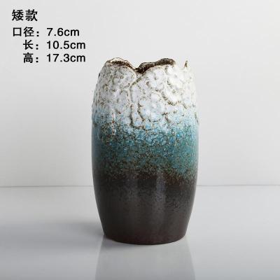 复古粗陶陶瓷花瓶绿萝水培花器干花花插客厅酒店陶艺软装饰品摆件