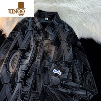 YANXU日系港风灯芯绒衬衫男生大码长袖痞帅外套胖子港风上衣衬衣潮