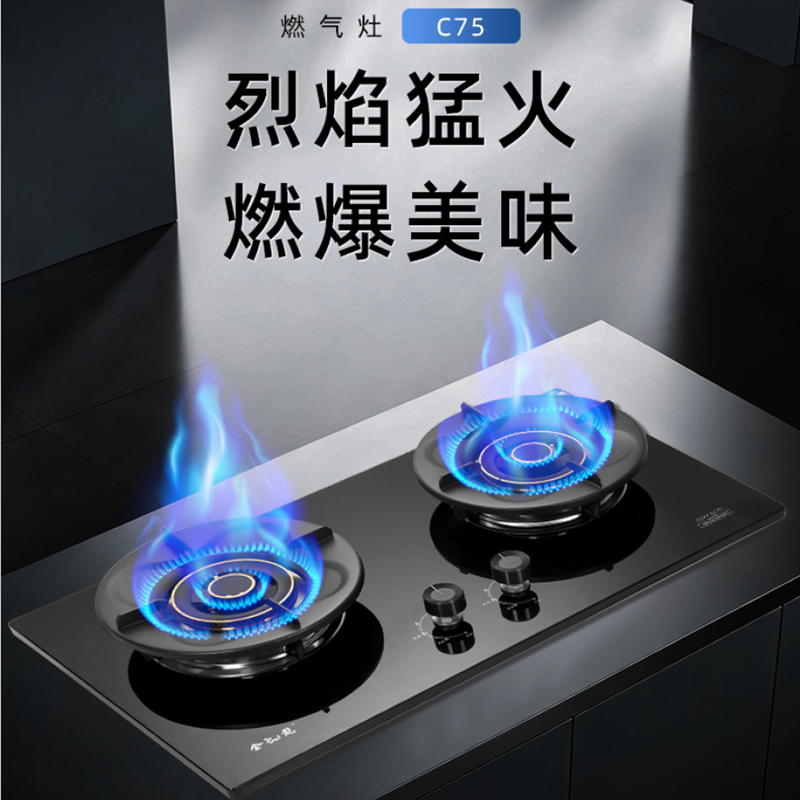 金龍燃气灶JZT-JL-C75不锈钢面板全铜火盖经久耐用聚能炉架