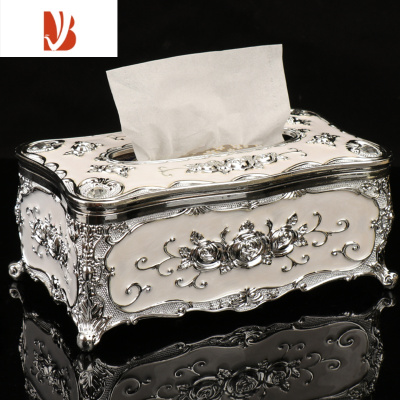 三维工匠欧式纸巾盒客厅创意抽纸北欧ins家用纸抽盒KTV茶几简约餐巾盒 银白