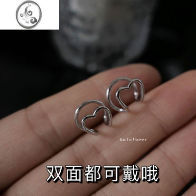 JiMibolo简约一款两戴耳夹女港冷淡风ins个性几何复古爱心无耳洞耳环