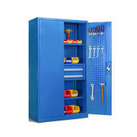 格具(GEJU) 重型五金工具柜多层加厚储物柜汽修工厂车间维修工具零件柜内二抽蓝色带挂板工具柜