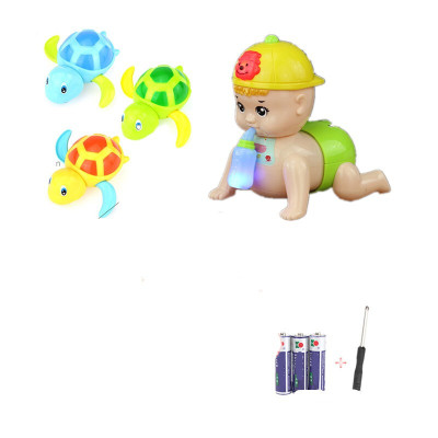 宝宝学爬行幼儿娃娃6-12八8六9电动音乐婴儿玩具奶瓶爬娃有灯+3只游泳小乌龟