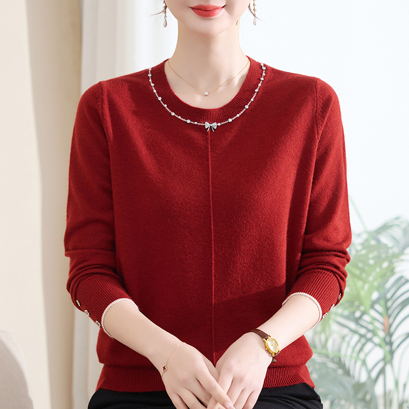 妈妈装女装针织上衣时尚洋气中老年人薄款毛衣春秋款衣服女春装