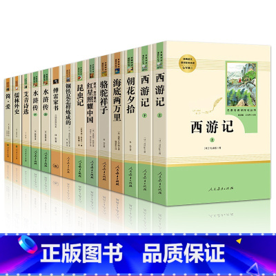 初中生必读书12册 [正版]初中生课外书全套12册 朝花夕拾鲁迅西游记骆驼祥子原著老舍海底两万里阅读书籍课外书七年级八九