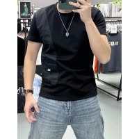 男装夏季男士休闲圆领套头个性拼接潮流时尚短袖