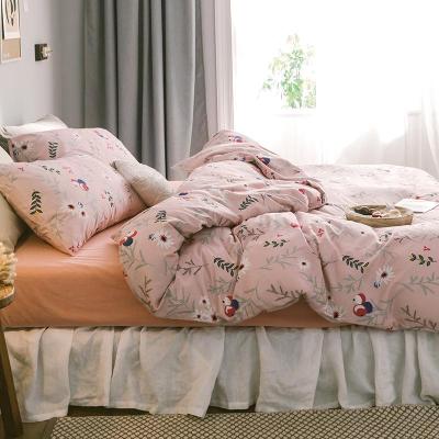 美帮汇全棉水洗棉四件套北欧简约全棉套件床单床上用品