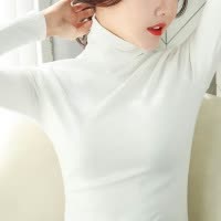 女装秋装新款高领打底衫长袖T恤女纯色韩版女装修身上衣