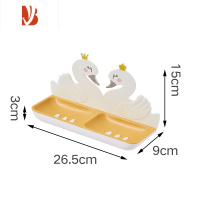 三维工匠肥皂盒壁挂免打孔卫生间浴室轻奢香皂沥水置物架新款家用双层皂盒 双层天鹅-黄色