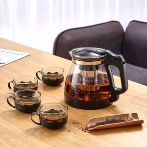 [补贴10%][1000/2000ML茶壶+4杯套装]耐热玻璃泡茶壶家用茶具