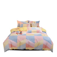 优福安达植物羊绒磨毛四件套 床单款 CP2024003 彩色调格 套