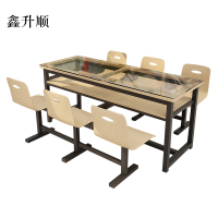鑫升顺餐桌6人学校食堂小吃店快餐桌椅饭堂钢化玻璃桌1800*600*750