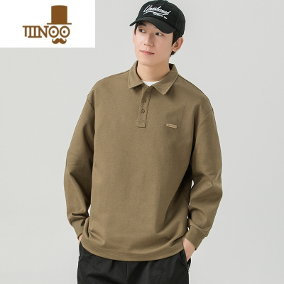 YANXUWOODSOON卫衣男款秋季宽松百搭翻领衫青少年休闲长袖T恤