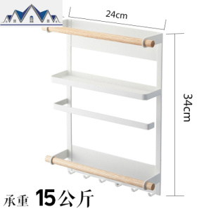 妙home 创意铁艺磁性收纳架冰箱侧壁餐巾挂架厨房免安装置物架 三维工匠
