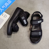 SUNTEK老爹运动凉鞋女夏2023年新款松糕厚底坡跟平底学生休闲度假沙滩鞋