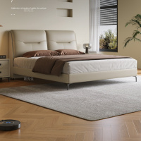 头层牛皮床主卧次卧双人大床实木真皮极简婚床