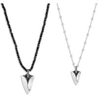 Harley Davidson情侣银质项链套装男款盾牌设计配天然黑曜石珠子