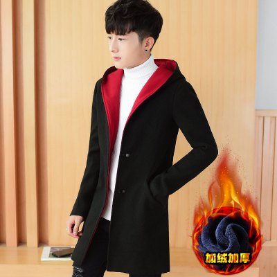 HLCOMAN风衣男韩版2020新款呢子大衣潮冬季加厚毛呢外套男士中长款春秋装风衣
