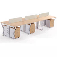 臻远 GWF-05 简约职员桌办公桌屏风工作卡位 对坐六人位含柜